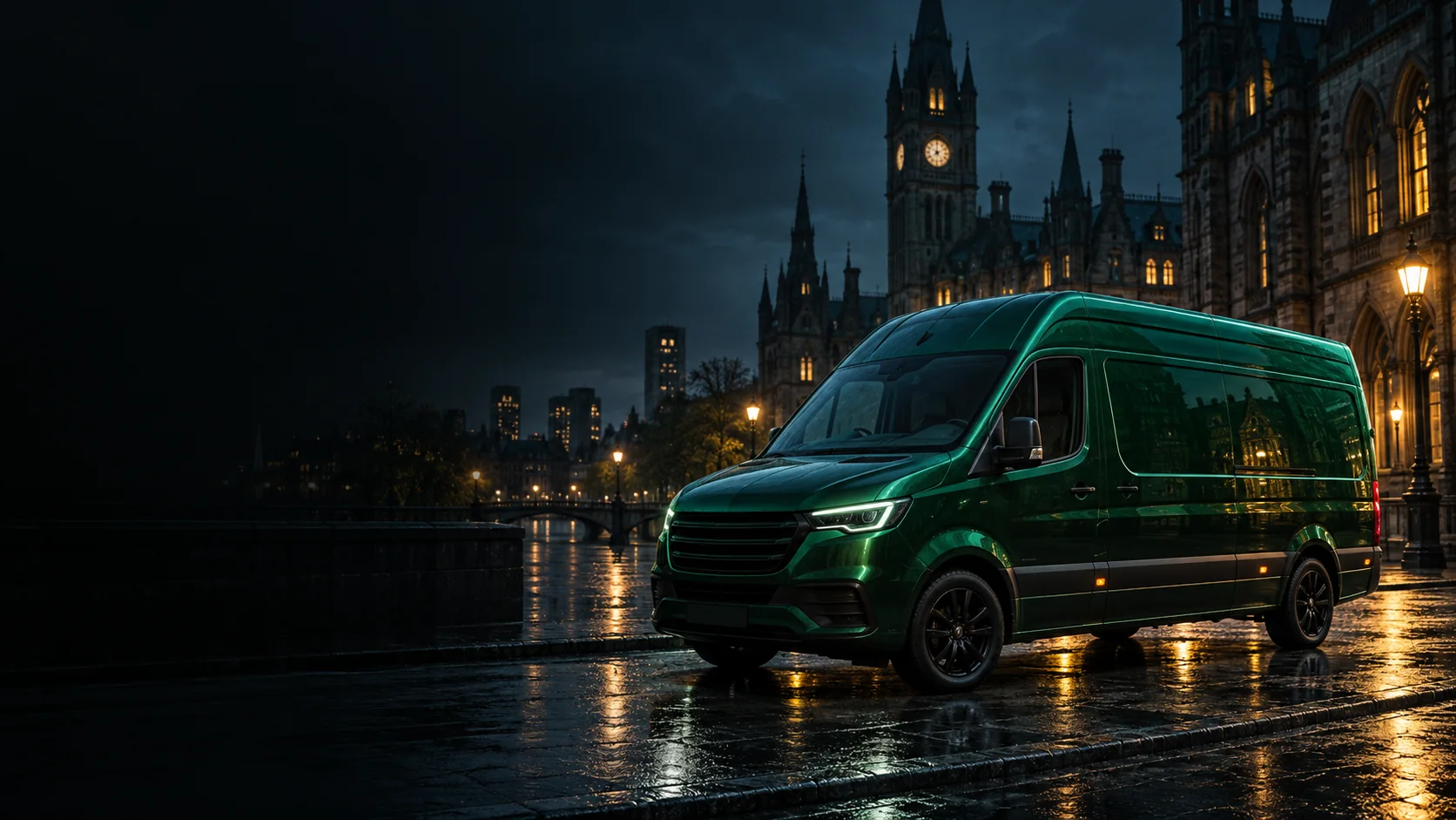 Men With Van Mercedes removal vehicle in Manchester at night